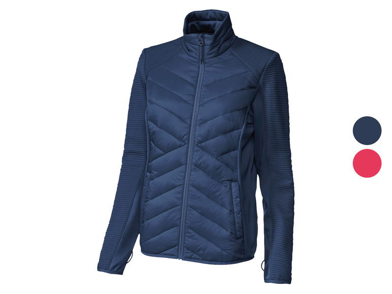 Eine dunkelblaue Damenjacke mit Reißverschluss
